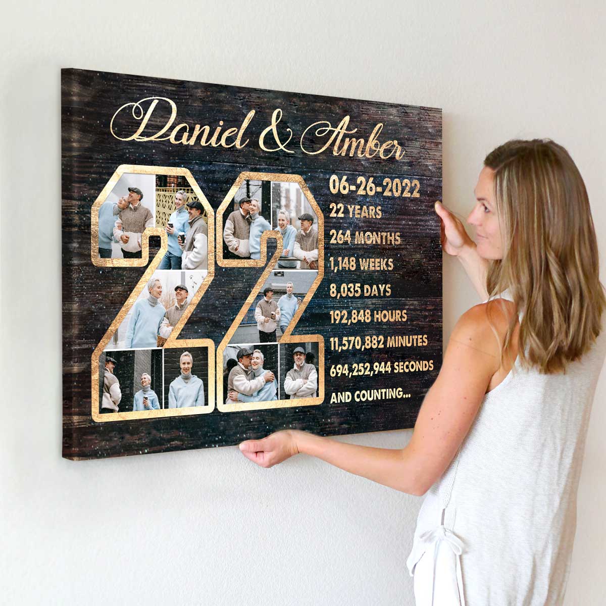 Custom 22-Year Anniversary Photo Collage Canvas, 22nd Anniversary Gift, 22 Year Anniversary Gift - Best Personalized Gifts For Everyone Custom 22-Year Anniversary Photo Collage Canvas, 22nd Anniversary Gift, 22 Year Anniversary Gift - Best Personalized Gifts For Everyone