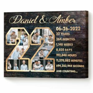 Custom 22 Year Anniversary Photo Collage Canvas 22nd Anniversary Gift 22 Year Anniversary Gift Best Personalized Gifts For Everyone 5