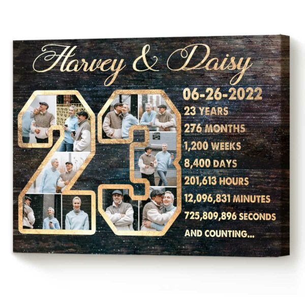 Custom 23-Year Anniversary Photo Collage Canvas, 23rd Wedding Anniversary Gift, 23 Year Anniversary Gift – Best Personalized Gifts For Everyone