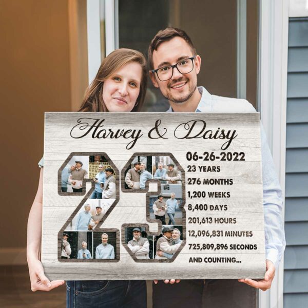 Custom 23-Year Anniversary Photo Collage Canvas, 23rd Wedding Anniversary Gift, 23 Year Anniversary Gift – Best Personalized Gifts For Everyone