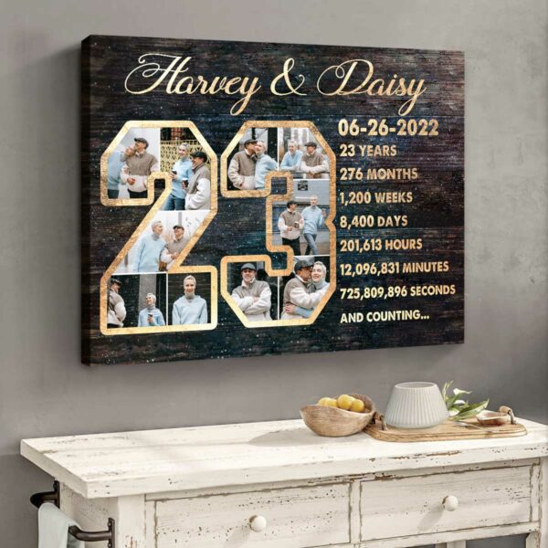 Custom 23-Year Anniversary Photo Collage Canvas, 23rd Wedding Anniversary Gift, 23 Year Anniversary Gift – Best Personalized Gifts For Everyone