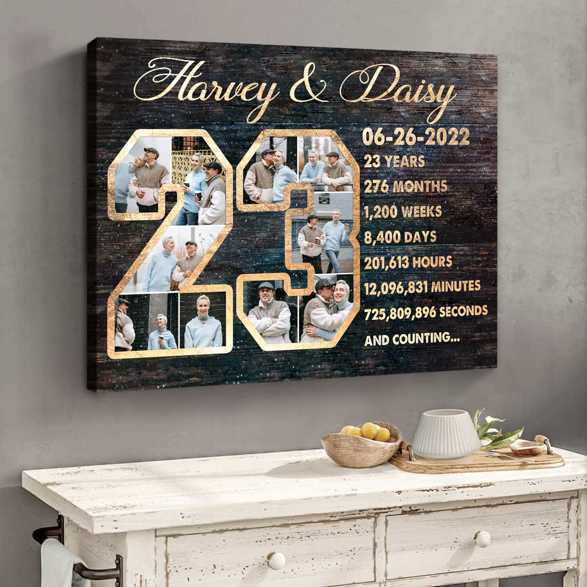Custom 23-Year Anniversary Photo Collage Canvas, 23rd Wedding Anniversary Gift, 23 Year Anniversary Gift - Best Personalized Gifts For Everyone Custom 23-Year Anniversary Photo Collage Canvas, 23rd Wedding Anniversary Gift, 23 Year Anniversary Gift - Best Personalized Gifts For Everyone