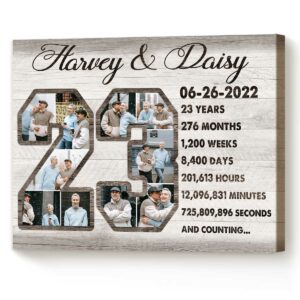 Custom 23 Year Anniversary Photo Collage Canvas 23rd Wedding Anniversary Gift 23 Year Anniversary Gift Best Personalized Gifts For Everyone 4