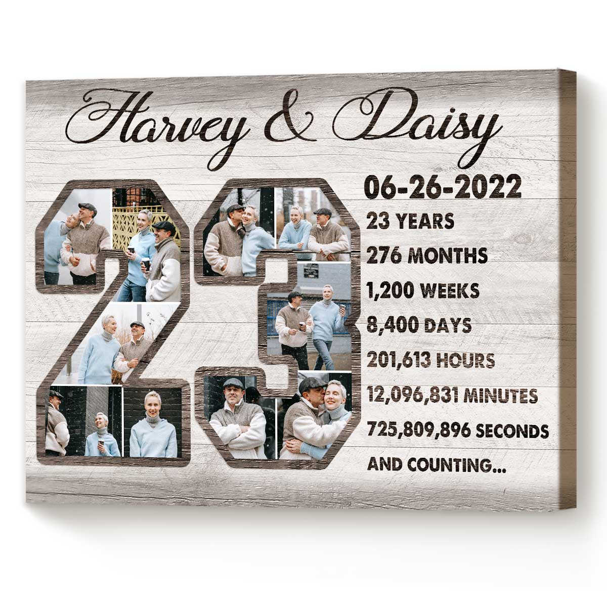 Custom 23-Year Anniversary Photo Collage Canvas, 23rd Wedding Anniversary Gift, 23 Year Anniversary Gift - Best Personalized Gifts For Everyone Custom 23-Year Anniversary Photo Collage Canvas, 23rd Wedding Anniversary Gift, 23 Year Anniversary Gift - Best Personalized Gifts For Everyone