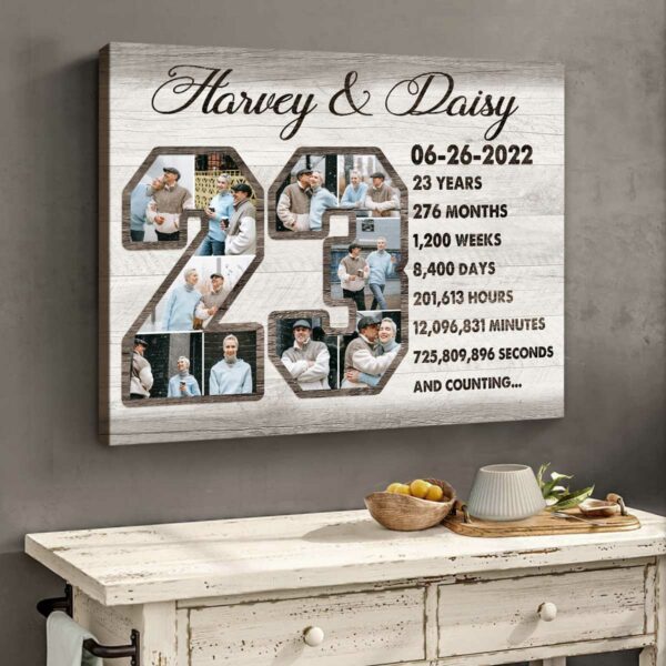 Custom 23-Year Anniversary Photo Collage Canvas, 23rd Wedding Anniversary Gift, 23 Year Anniversary Gift – Best Personalized Gifts For Everyone