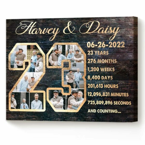 Custom 23-Year Anniversary Photo Collage Canvas, 23rd Wedding Anniversary Gift, 23 Year Anniversary Gift – Best Personalized Gifts For Everyone