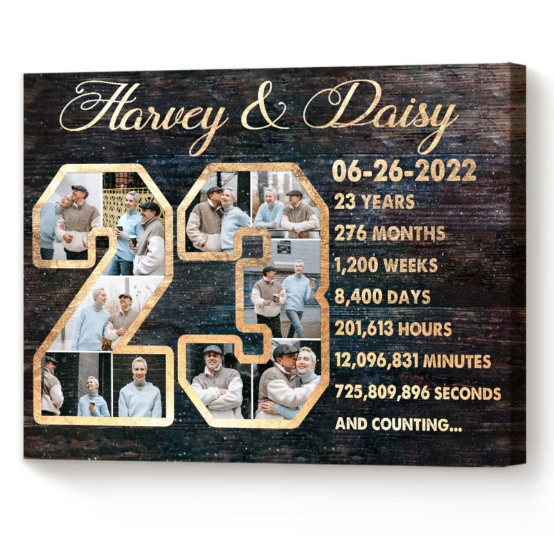 Custom 23-Year Anniversary Photo Collage Canvas, 23rd Wedding Anniversary Gift, 23 Year Anniversary Gift - Best Personalized Gifts For Everyone Custom 23-Year Anniversary Photo Collage Canvas, 23rd Wedding Anniversary Gift, 23 Year Anniversary Gift - Best Personalized Gifts For Everyone