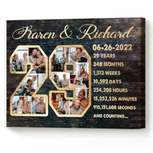 Custom 29 Years Anniversary Collage Photo Canvas, 29th Anniversary Gifts, 29 Years Wedding Anniversary Gift – Best Personalized Gifts For Everyone