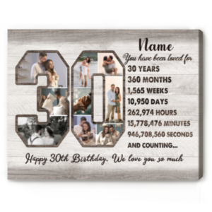 Custom 30th Birthday Gift, Number 30 Photos Collage Canvas, Born In 1994 Personalized 30th Birthday Photo Gifts – Best Personalized Gifts For Everyone