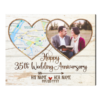 Custom 35 Year Wedding Anniversary Gifts Map Print, 35 Years Married Gift, Heart Map Print