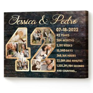 Custom 42nd Anniversary Gift Photo Collage, 42 Year Anniversary Gift For Husband, Wedding Anniversary Gifts By Year – Best Personalized Gifts For Everyone