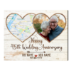 Custom 45 Year Anniversary Gifts Map Print, 45 Years Together Photo Print, Heart Map Print
