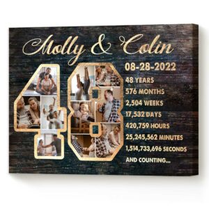 Custom 48th Anniversary Gift Photo Collage, 48th Wedding Anniversary Gift For Him, Traditional Gifts For Anniversaries By Year – Best Personalized Gifts For Everyone