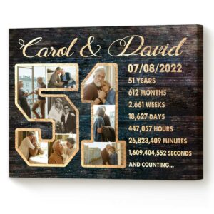 Custom 51st Anniversary Gift Photo Collage, 51 Years Anniversary Gift For Wife, Anniversary Gift For Mom And Dad – Best Personalized Gifts For Everyone