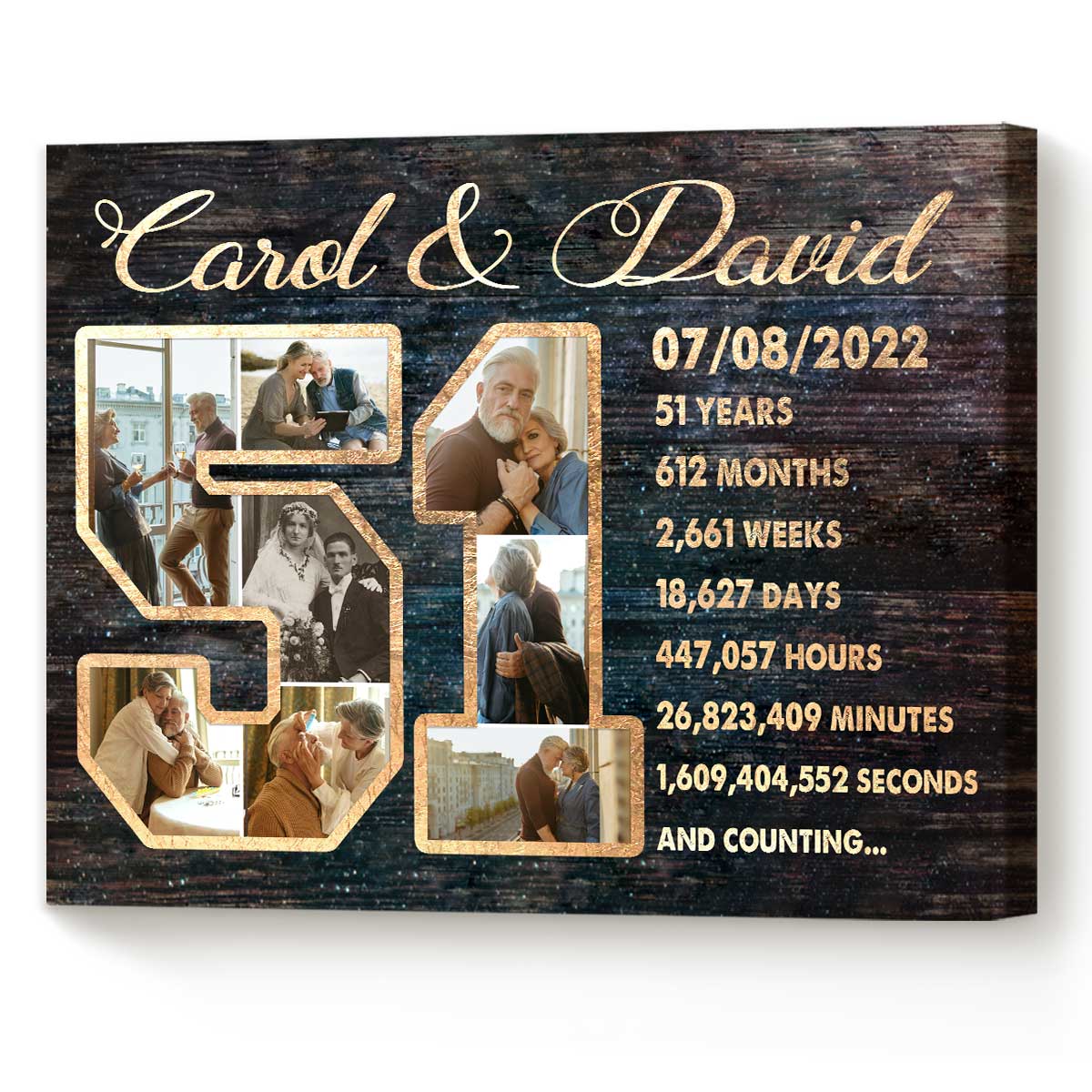 Custom 51st Anniversary Gift Photo Collage, 51 Years Anniversary Gift For Wife, Anniversary Gift For Mom And Dad - Best Personalized Gifts For Everyone Custom 51st Anniversary Gift Photo Collage, 51 Years Anniversary Gift For Wife, Anniversary Gift For Mom And Dad - Best Personalized Gifts For Everyone
