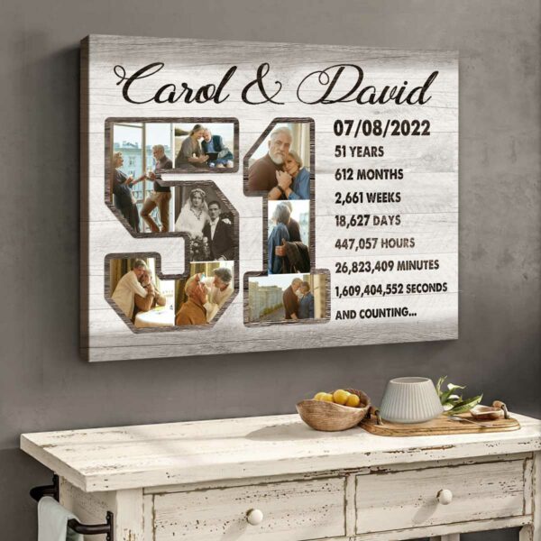 Custom 51st Anniversary Gift Photo Collage, 51 Years Anniversary Gift For Wife, Anniversary Gift For Mom And Dad – Best Personalized Gifts For Everyone