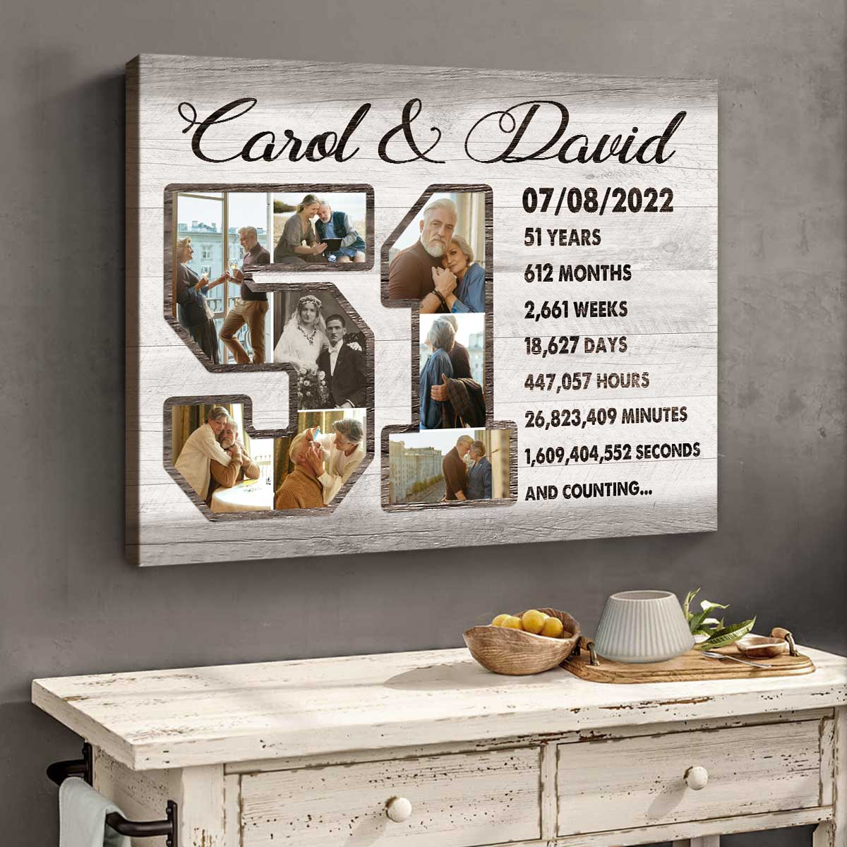 Custom 51st Anniversary Gift Photo Collage, 51 Years Anniversary Gift For Wife, Anniversary Gift For Mom And Dad - Best Personalized Gifts For Everyone Custom 51st Anniversary Gift Photo Collage, 51 Years Anniversary Gift For Wife, Anniversary Gift For Mom And Dad - Best Personalized Gifts For Everyone
