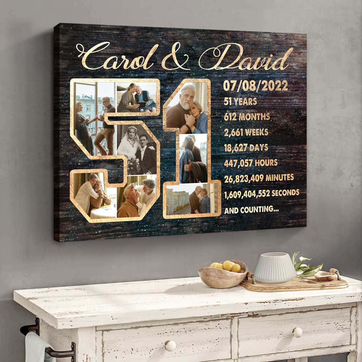 Custom 51st Anniversary Gift Photo Collage, 51 Years Anniversary Gift For Wife, Anniversary Gift For Mom And Dad - Best Personalized Gifts For Everyone Custom 51st Anniversary Gift Photo Collage, 51 Years Anniversary Gift For Wife, Anniversary Gift For Mom And Dad - Best Personalized Gifts For Everyone