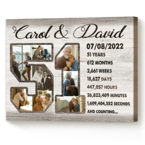 Custom 51st Anniversary Gift Photo Collage 51 Years Anniversary Gift For Wife Anniversary Gift For Mom And Dad Best Personalized Gifts For Everyone 4