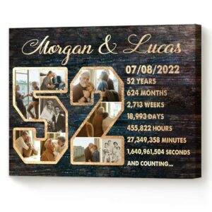 Custom 52nd Anniversary Gift Photo Collage, 52 Year Anniversary Gift For Her, Anniversary Gifts For Parents – Best Personalized Gifts For Everyone