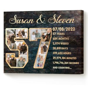 Custom 57th Anniversary Gift Photo Collage, 57 Year Anniversary Gift For Her For Him, Wedding Anniversary Gifts For Parents – Best Personalized Gifts For Everyone
