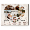 Custom 5th Anniversary Photo Collage Gift, 5 Years Anniversary Gift For Her, Canvas For Couple