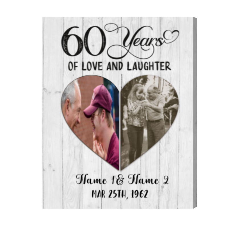 Custom 60 Year Anniversary Photo Gift, Diamond Anniversary Gift Frame Canvas, 60 Years Married Print - Best Personalized Gifts For Everyone Custom 60 Year Anniversary Photo Gift, Diamond Anniversary Gift Frame Canvas, 60 Years Married Print - Best Personalized Gifts For Everyone