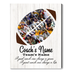 Custom American Football Coach Photo Collage Canvas, Football Coach Photo Gift Print