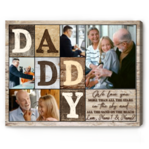 Custom Daddy Photo Collage Canvas, Daddy Father’s Day Gift, Personalized Daddy Gifts From Son And Daughter, Birthday Gift For Dad – Best Personalized Gifts For Everyone