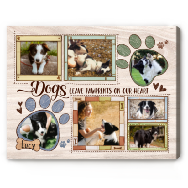Custom Dog Paw Print Photo Collage Canvas, Dog Photo Gift, Cute Gifts For Dog Lovers – Best Personalized Gifts For Everyone