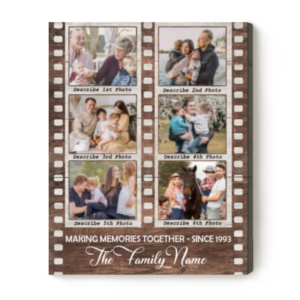 Custom Family Memories Photo Collage Canvas, Personalized Film Strip Photo Gifts For Family, Anniversary Gifts For Parents – Best Personalized Gifts For Everyone