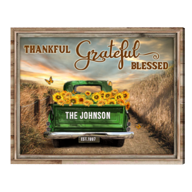 Custom Family Name Sign Decor, Living Room Decor, Thankful Grateful Blessed - Best Personalized Gifts For Everyone Custom Family Name Sign Decor, Living Room Decor, Thankful Grateful Blessed - Best Personalized Gifts For Everyone