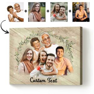 Custom Family Portrait Wall Art, Watercolor Photo Merge, Memorial Portrait Canvas, Gift For Parents – Best Personalized Gifts For Everyone