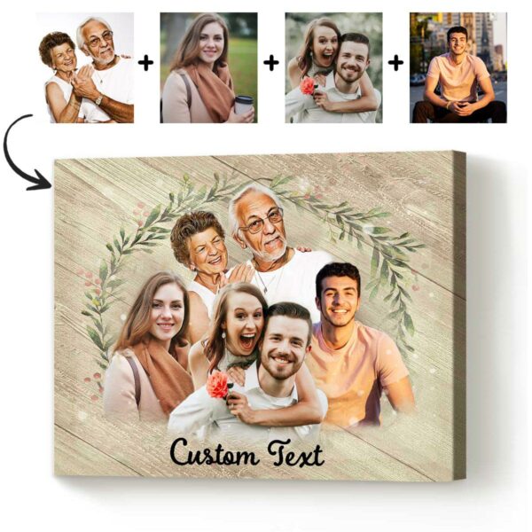 Custom Family Portrait Wall Art, Watercolor Photo Merge, Memorial Portrait Canvas, Gift For Parents – Best Personalized Gifts For Everyone