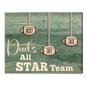 Custom Football Gift For Dad, Dad Football Gift From Kids Print, Dads All Star Team Frame