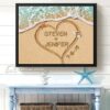 Custom Heart In Sand With Couples Names, Engagement Gift For Couple, Best Gift For Him