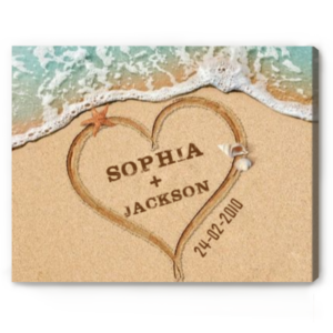 Custom Heart In Sand With Names, Engagement Gifts For Couple, Beach Wedding Gifts For Couple Personalized