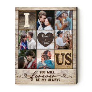 Custom I Heart Us Photo Collage Canvas, Couple Photo Gifts, Valentine’s Day Gift For Spouse – Best Personalized Gifts For Everyone
