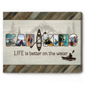 Custom Kayaking Photo Collage Canvas, Kayaking Collage Gifts, Kayak Lover Gift, Kayaking Gifts For Women And Men – Best Personalized Gifts For Everyone