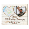 Custom Map Print 18th Anniversary Gifts, Custom Locations Map Art, Eighteen Years Married Print