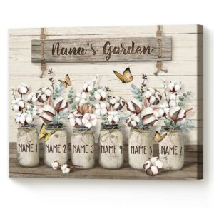 Custom Nana’s Garden Canvas, Garden Gifts For Grandma, Mothers Day Gift For Grandmother With Grandkids Names – Best Personalized Gifts For Everyone