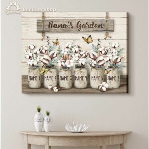 Custom Nana’s Garden Canvas, Garden Gifts For Grandma, Mothers Day Gift For Grandmother With Grandkids Names – Best Personalized Gifts For Everyone