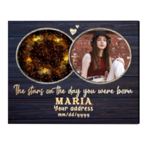 Custom Night Sky With Picture Gift For Her, Custom Star Map By Date, Constellation Map Birthday Gift For Her – Best Personalized Gifts For Everyone