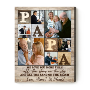 Custom Papa Photo Collage Canvas, Papa Father’s Day Gifts, Personalized Dad Photo Gifts, Birthday Gift For DadGrandpa – Best Personalized Gifts For Everyone