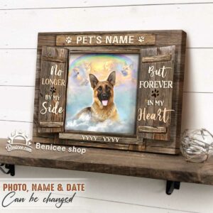 Custom Pet Memorial Passing Wall Art Canvas, Personalized Pet Memorial Gift, Pet Sympathy Gift, Forever In My Heart Rustic Faux Window – Best Personalized Gifts For Everyone