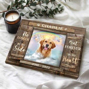 Custom Pet Memorial Passing Wall Art Canvas, Personalized Pet Memorial Gift, Pet Sympathy Gift, Forever In My Heart Rustic Faux Window – Best Personalized Gifts For Everyone