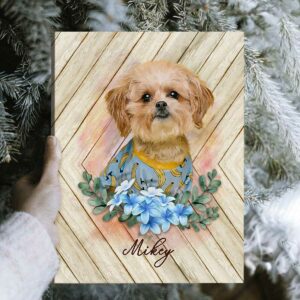Custom Pet Portrait, Pet Portrait With Flowers, Pet Memorials, Gifts For Dog Lovers – Best Personalized Gifts For Everyone