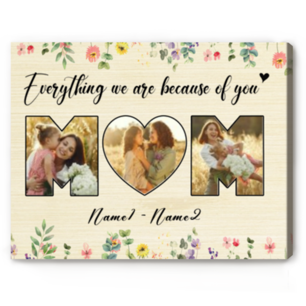 Custom Photo Canvas Gifts For Mom, Mothers Day Picture Canvas, Personalized Moms Gift From Daughter Son, Floral Presents For Mom – Best Personalized Gifts For Everyone