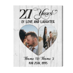 Custom Photo Gift For 27th Anniversary Print, 27 Year Anniversary Gift Frame Canvas, Love And Laughter – Best Personalized Gifts For Everyone