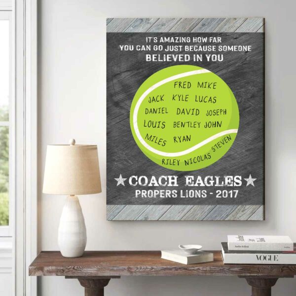 Custom Print Gift For Tennis Coach, Tennis Coach Gift Word Art Canvas , Assistant Coach Gifts Frame